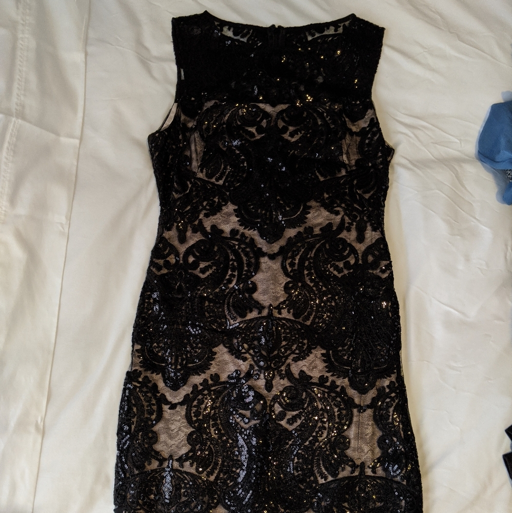 Calvin Klein Black Lace & Sequin Formal Dress